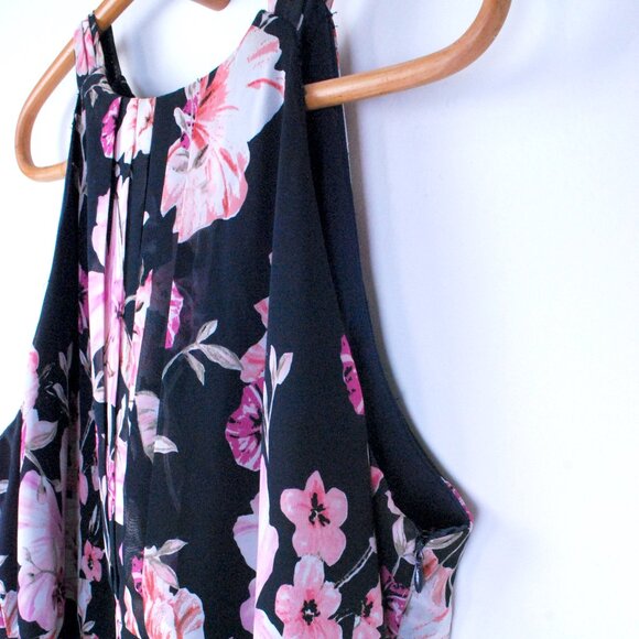 Eliza J. Navy Floral Tiered Chiffon Ruffled Coquette Soft Girl Cottagecore Dress - Picture 6 of 11